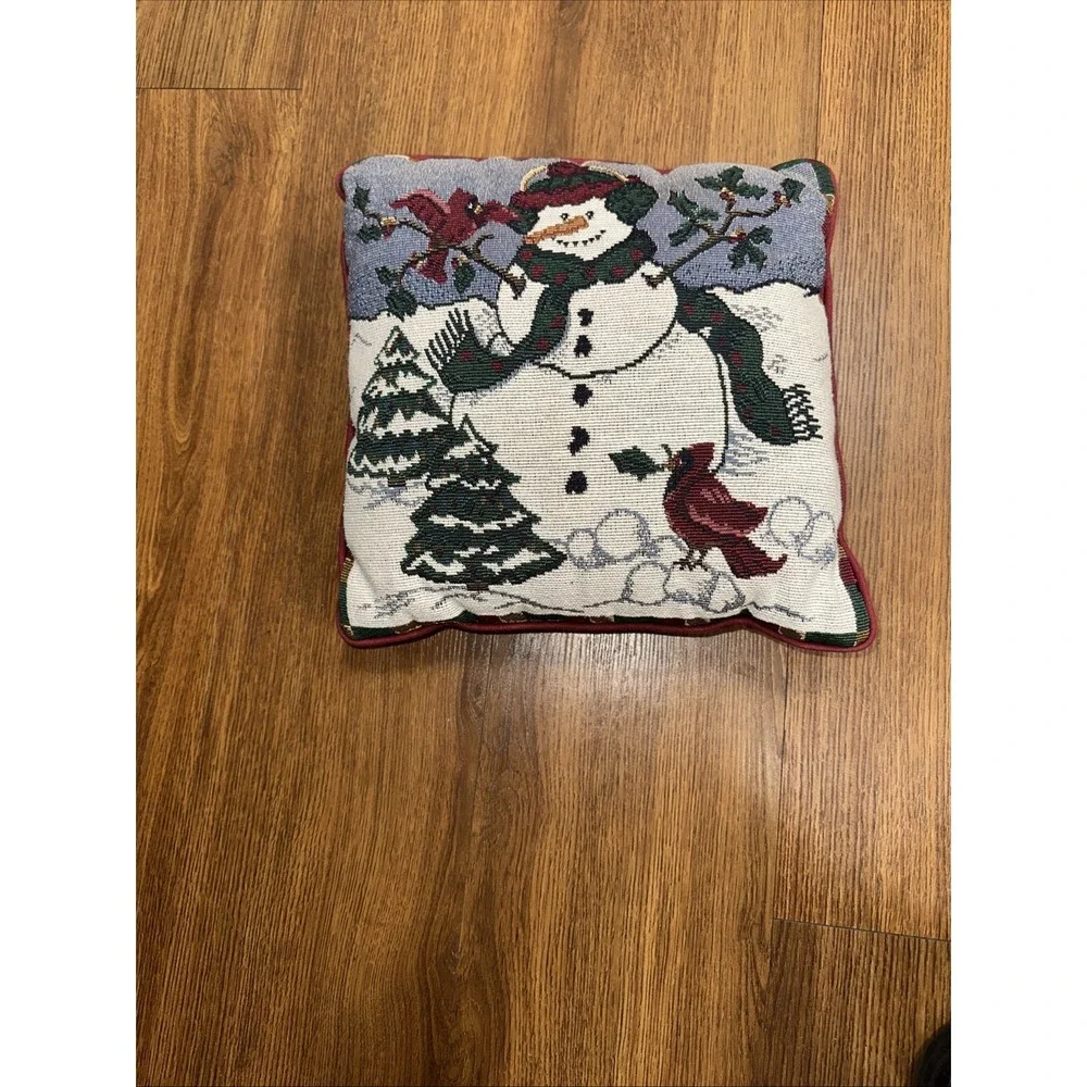Vintage Snowman‎ Tapestry Throw Pillow 10